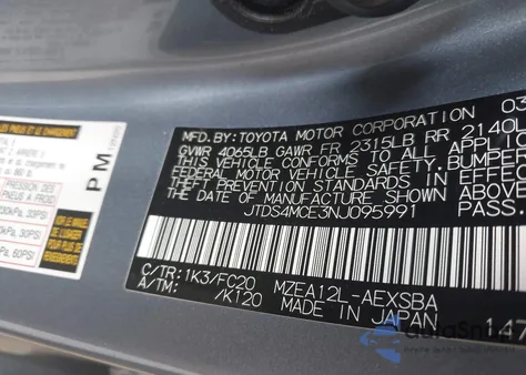 2022 Toyota Corolla Se from USA, damaged, VIN JTDS4MCE3NJ095991